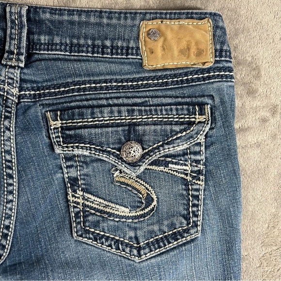 Silver Jeans Womens 29 Suki Surplus Denim Big Stitch Boot Cut Casual Rodeo Party - Picture 4 of 5